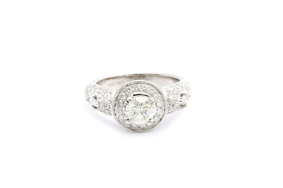 0.81ct Round Pave Halo Engagement Ring