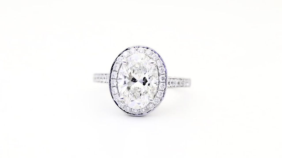 Thumbnail: 3ct Oval Halo Engagement Ring - LABGROWN