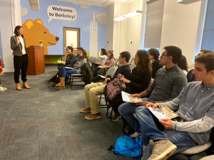 Our students listen to Marcia Breslin-Cantillana, assistant Director of Admissions at UC Berkeley