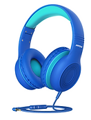 Blue wired headphones.