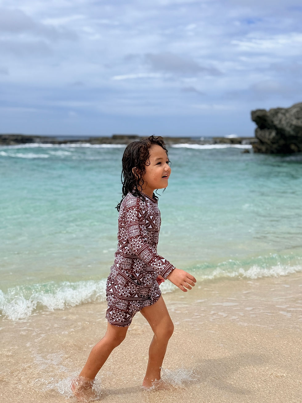 Thumbnail: Two Piece Long Sleeve Swimsuit - Dark Brown