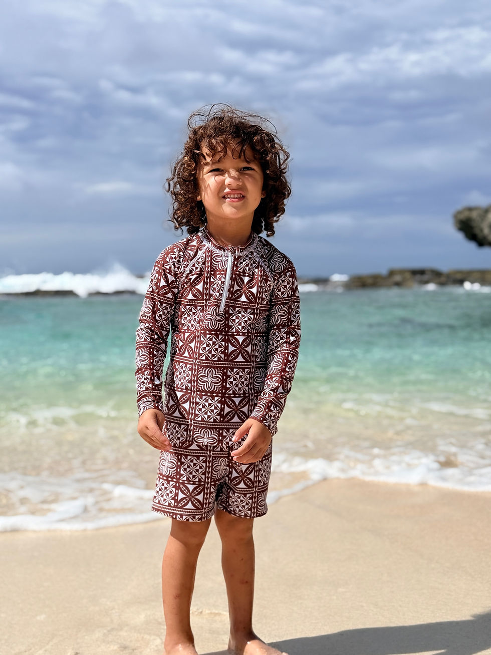 Thumbnail: Two Piece Long Sleeve Swimsuit - Dark Brown