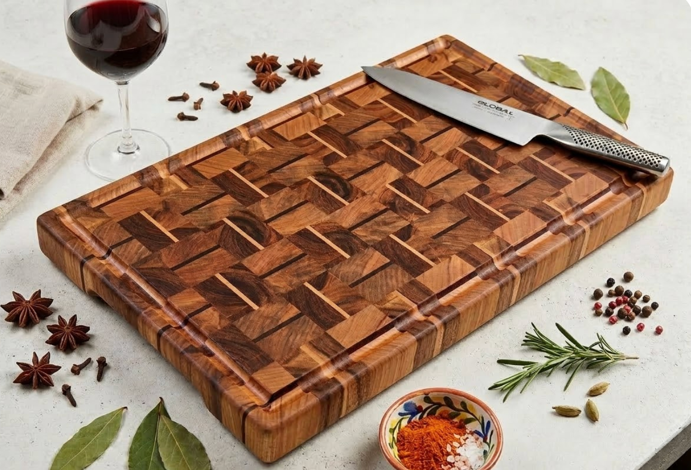End Grain Cutting Board | 3D Basketweave Pattern