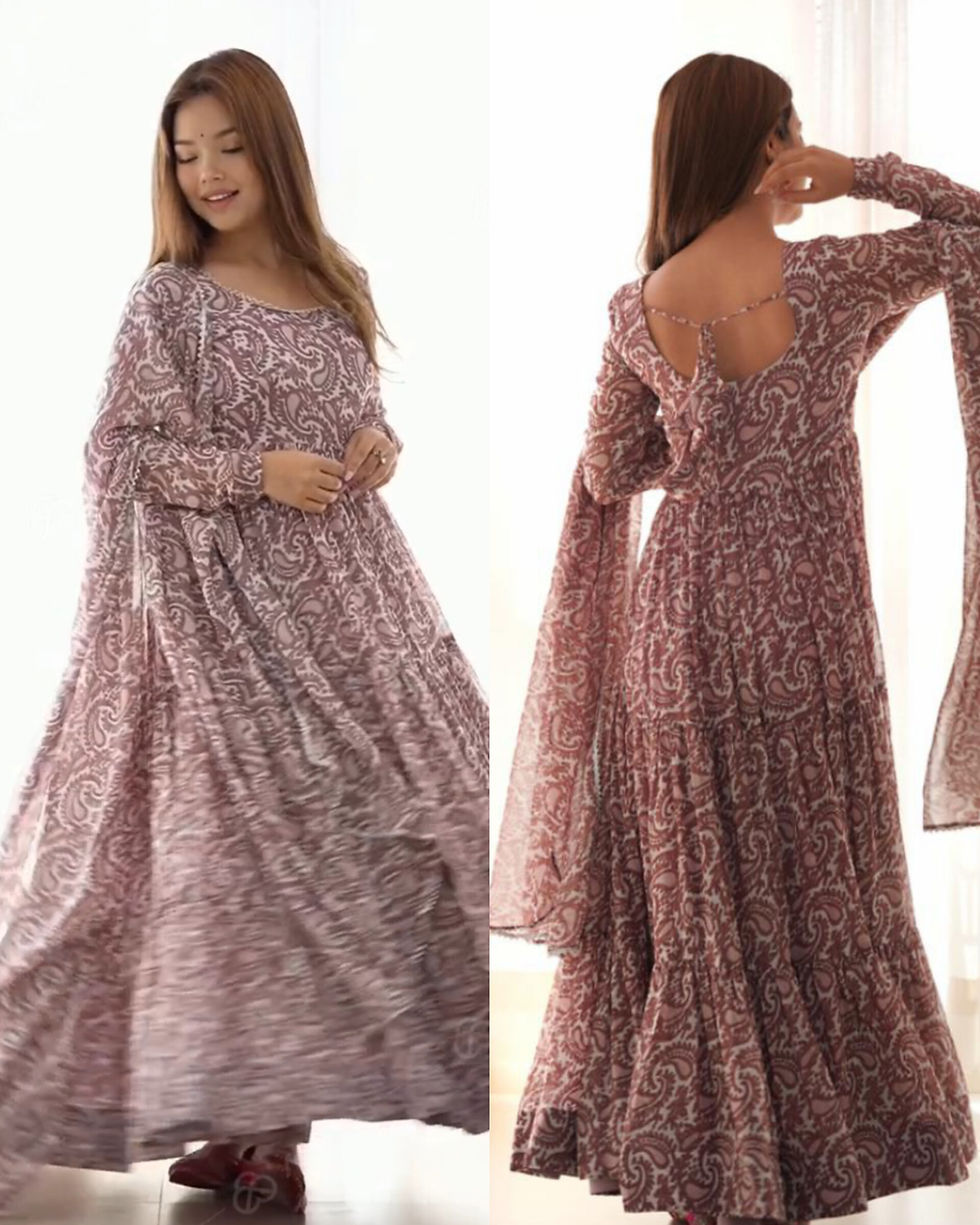 Fully Flair Anarkali with Duppata Pant Set Ready To Wear