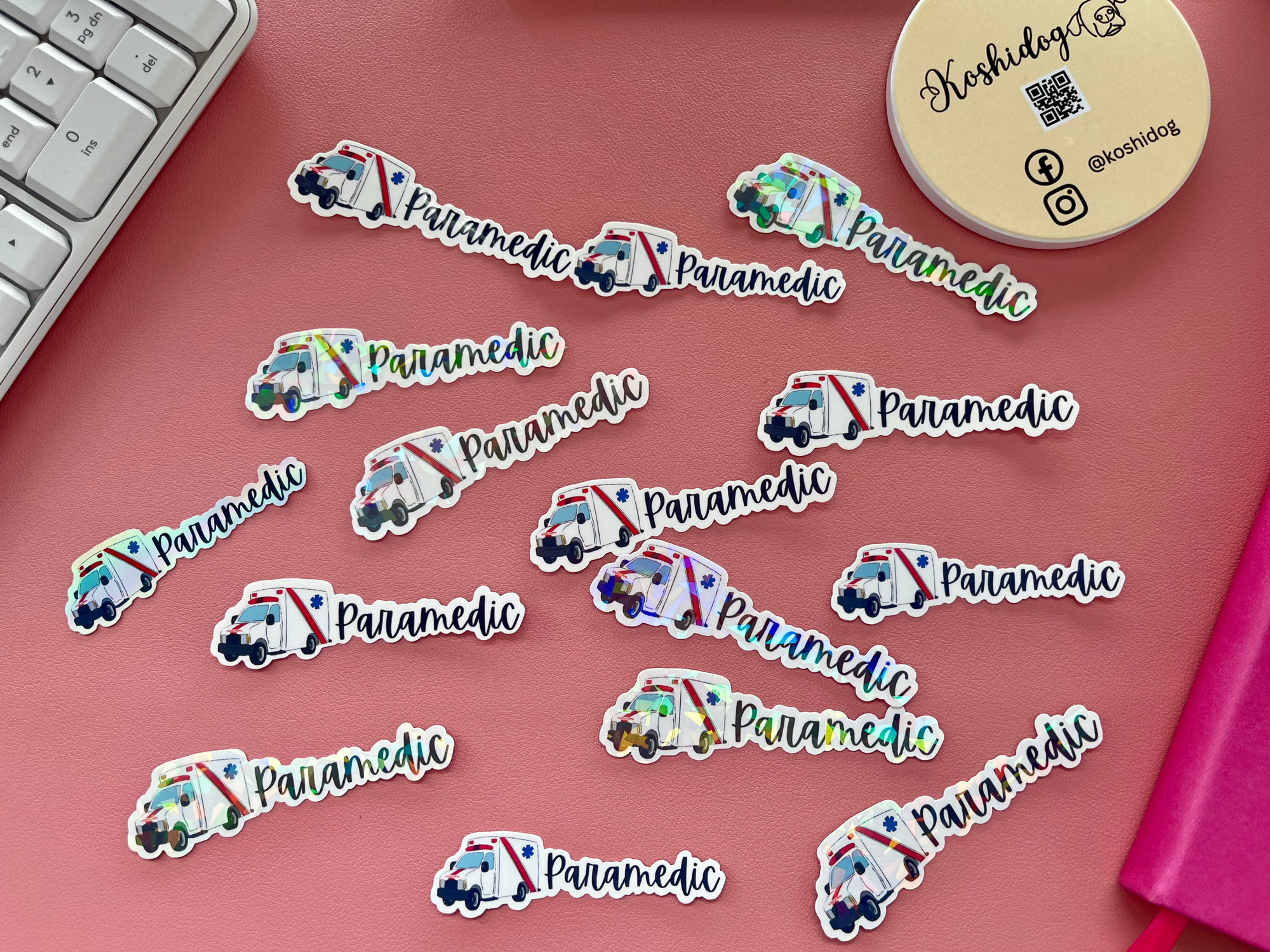 Ambulance “Paramedic” Decal – Die-Cut Vinyl Sticker (9 × 2.5 cm)