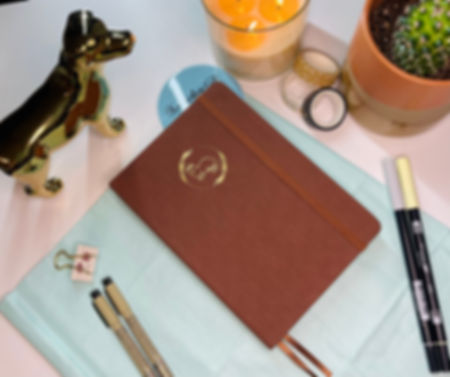 Brown Otter Journal | A5 160 GSM Dotted Notebook | KoshiDog with gold-foiled otter design on brown fabric cover
