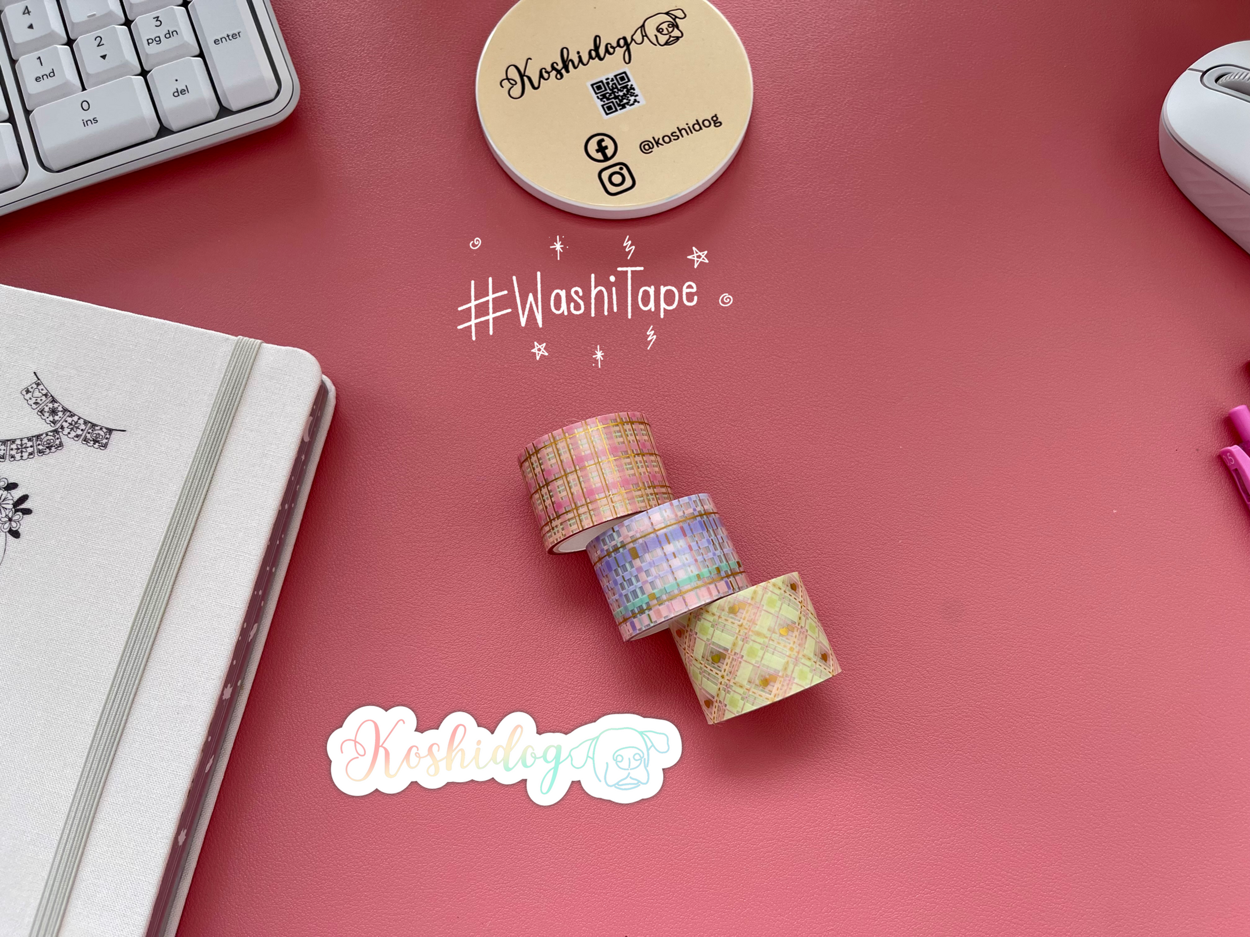 Green and pink gold foil Yeda tape set for journaling