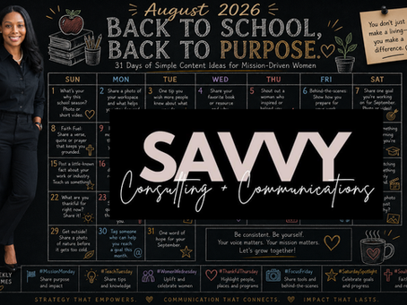 August 2026 Back to School, Back to Purpose social media content calendar with 31 daily prompts for mission-driven women.