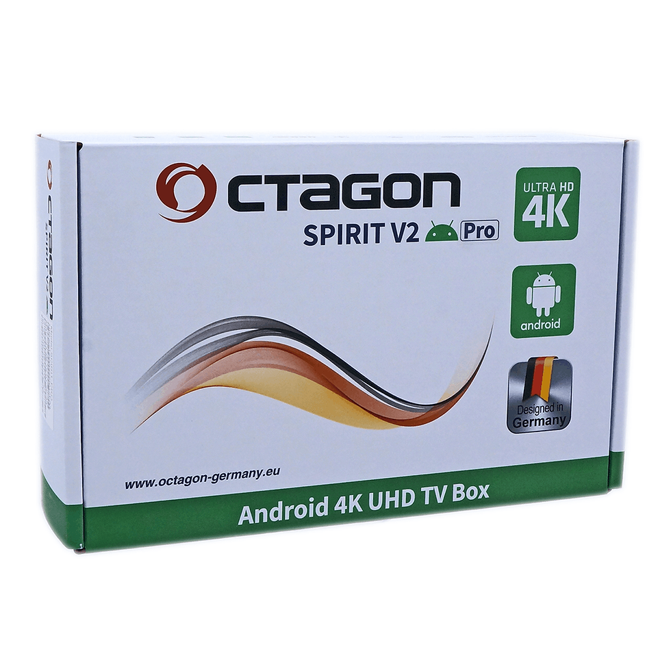 Miniaturbild: Octagon Spirit V2 Pro 4K UHD Android TV Box – Kompaktes Design in Schwarz.