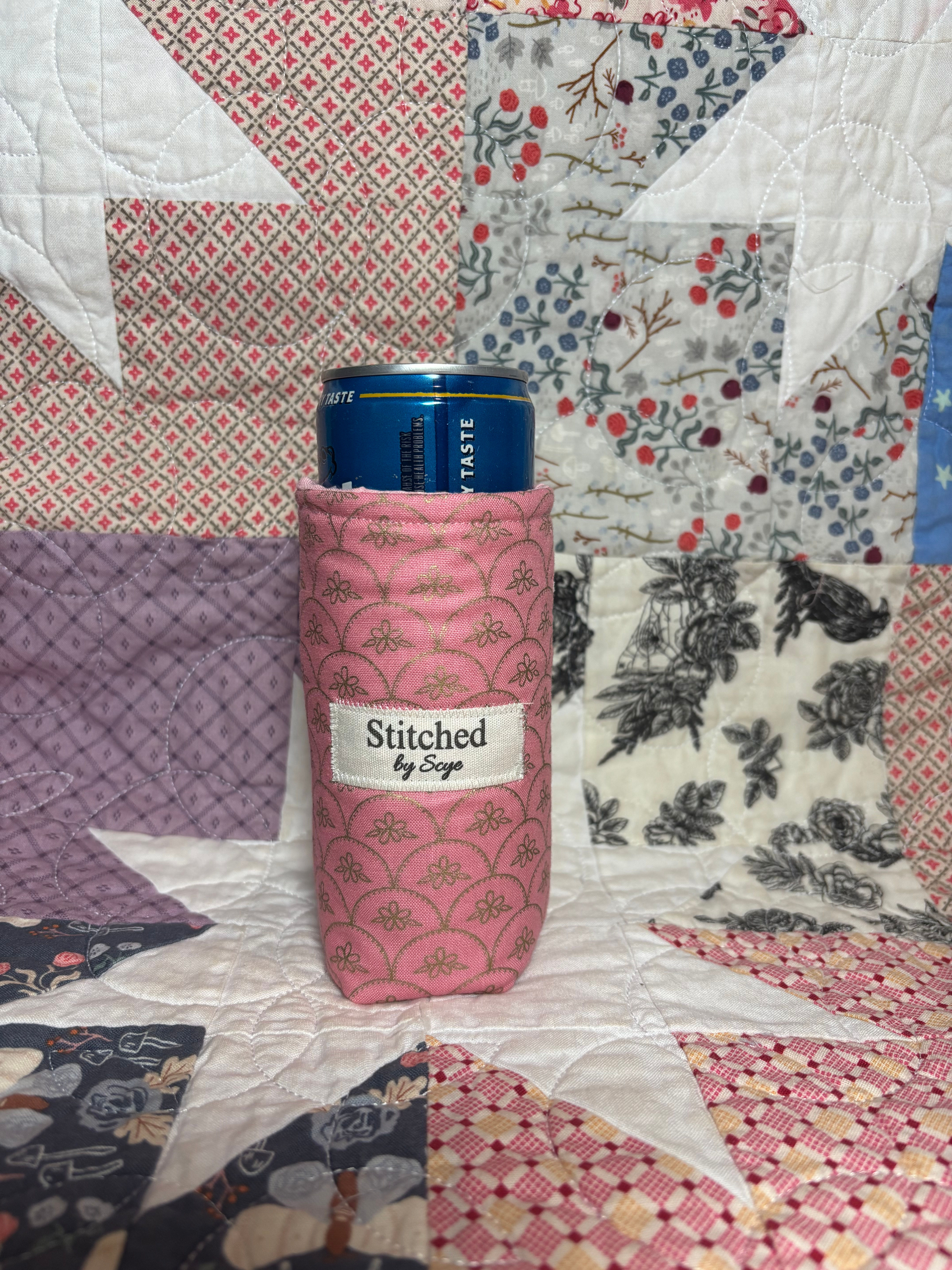 Slim Can Coozie - Pink and gold