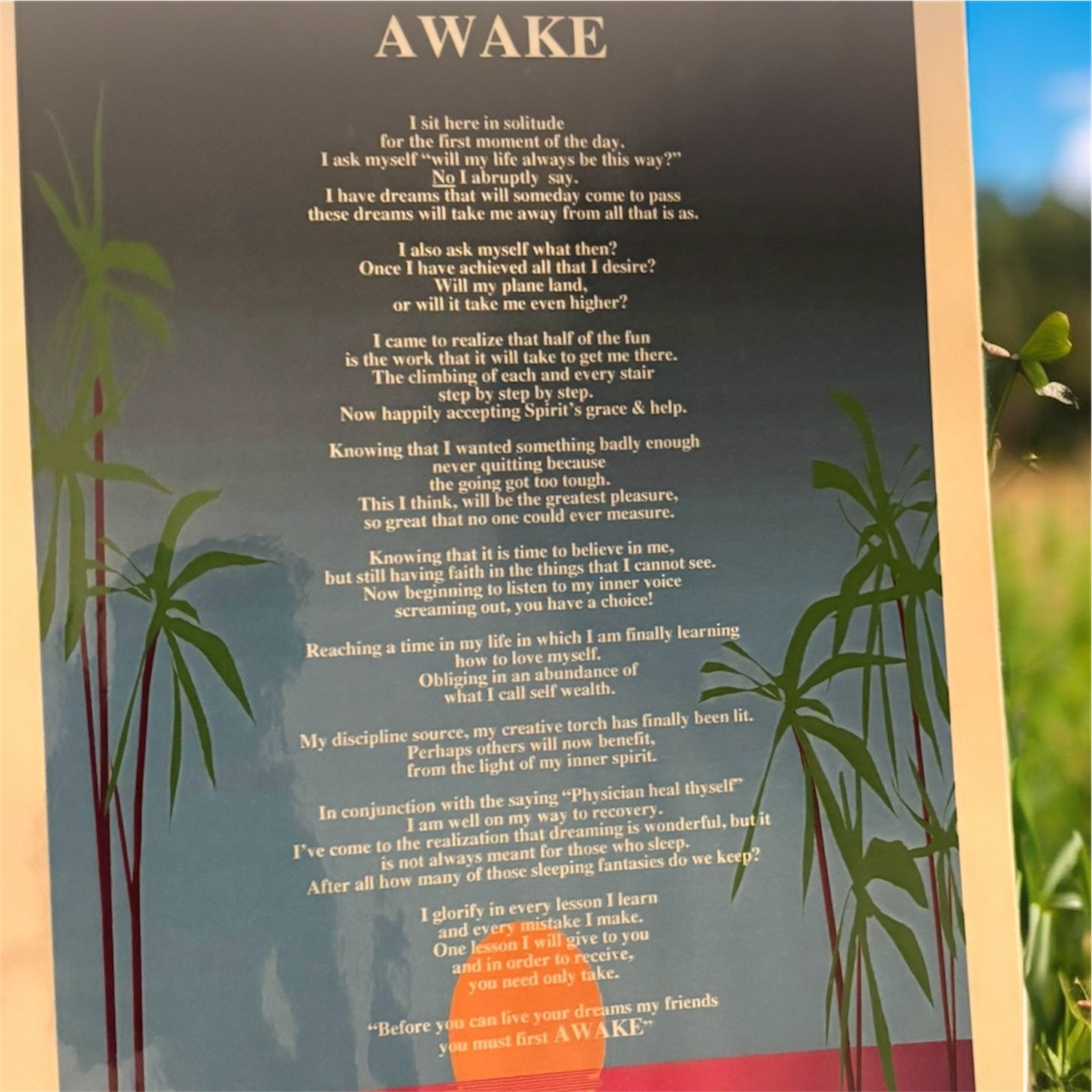 “Awake” laminated poetry gift