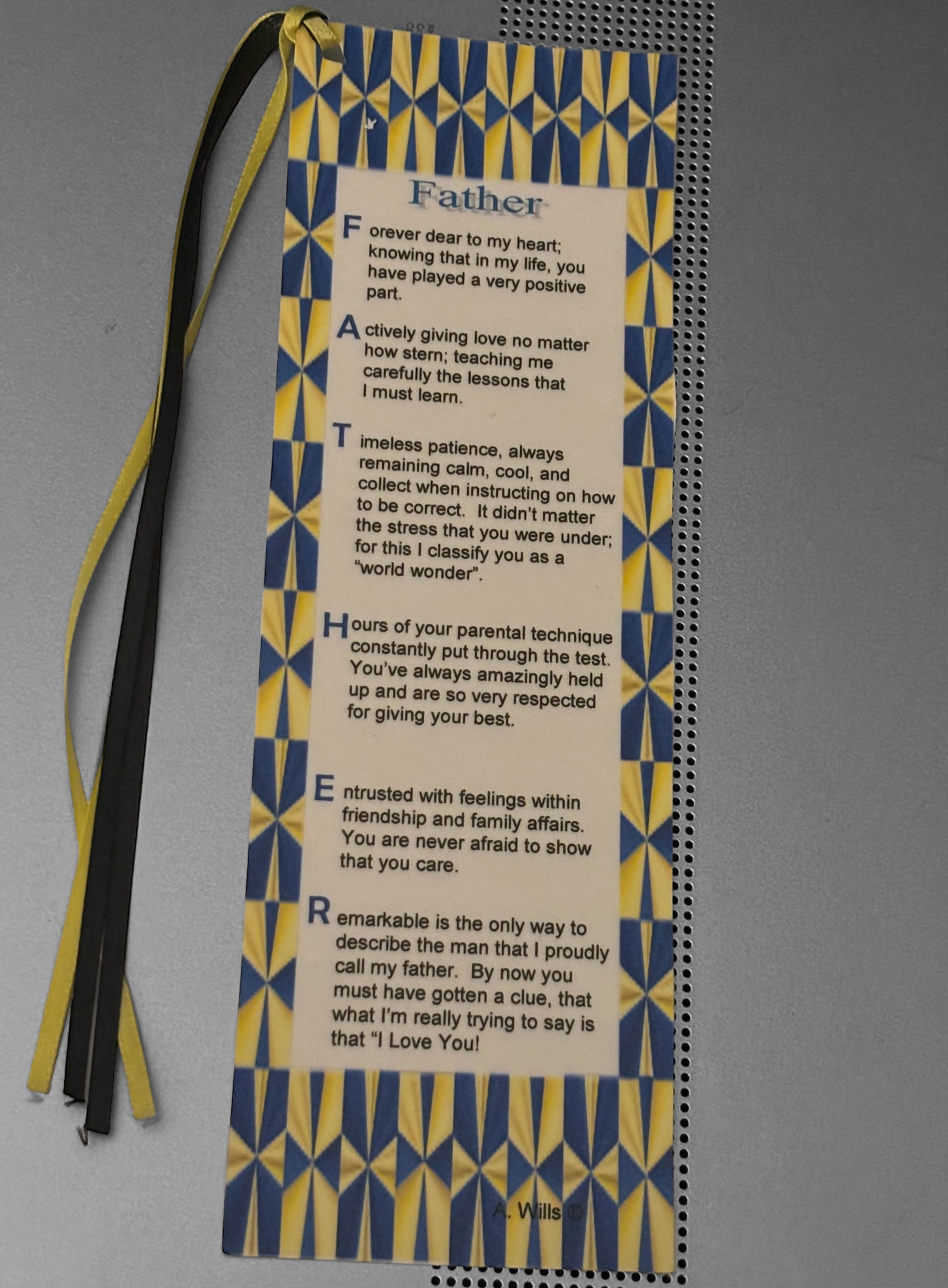 “Father poetic bookmark