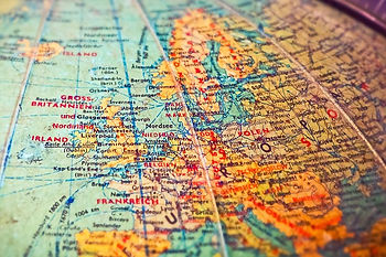 Map of Europe from a globe