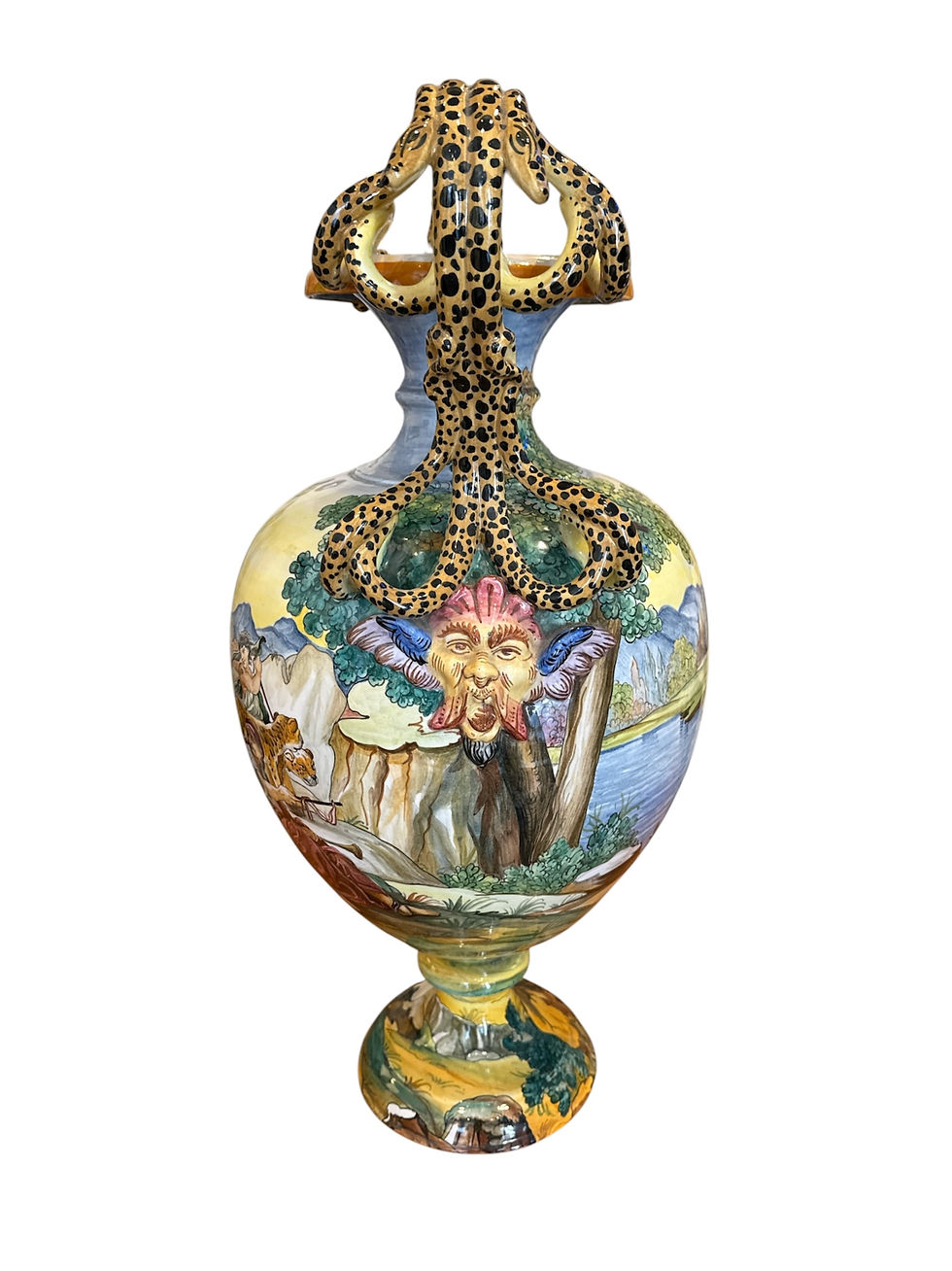Thumbnail: A large Majolica serpent vase
