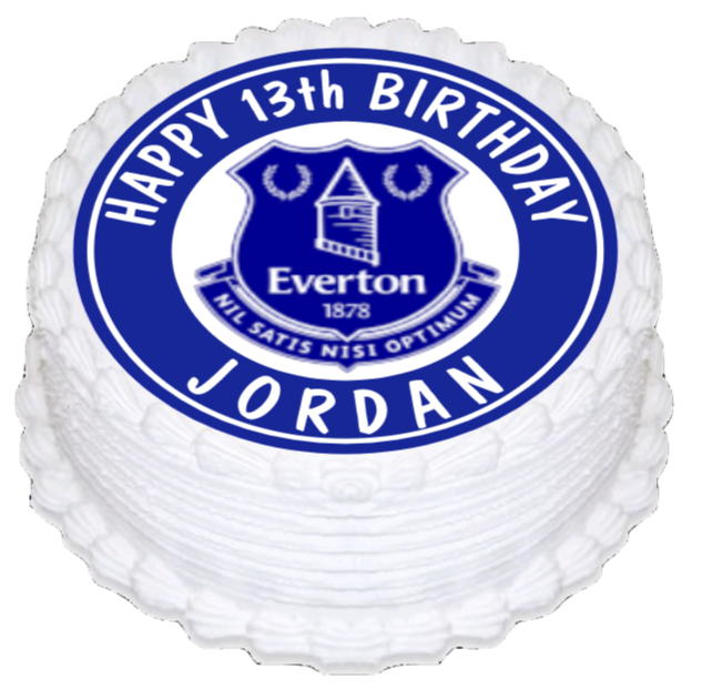EVERTON FC BADGE LOGO PERSONALISED ANY NAME/AGE/OCCASION CAKE TOPPER