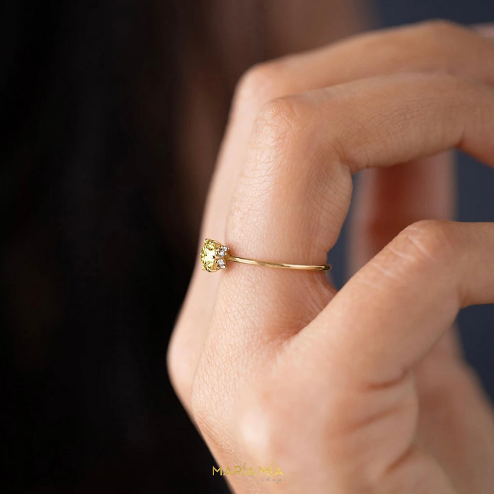 Miniatura: Anillo Solitario de Plata925 con Zirconia Amarillo