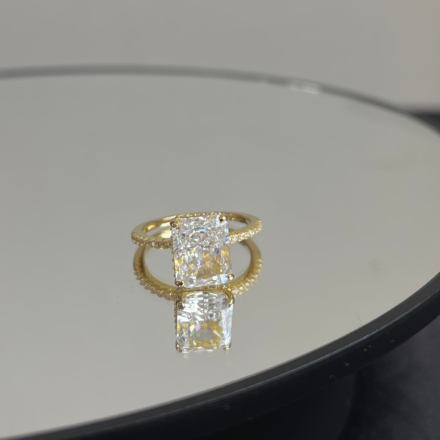 Anillo Diamante/Dorado PlataS925