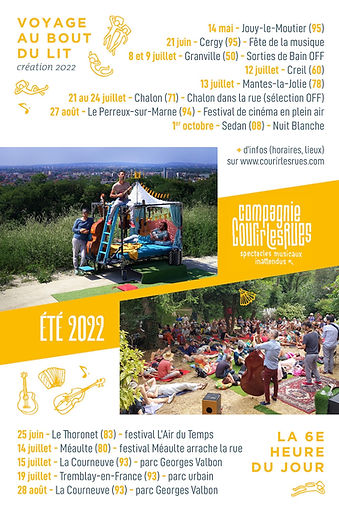Flyer de tournée des spectacle de Courir les rues