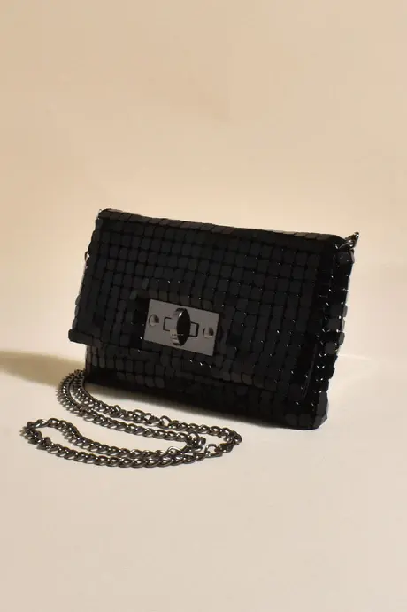 Thumbnail: ADORNE Square Shape Metallic Mesh Clutch