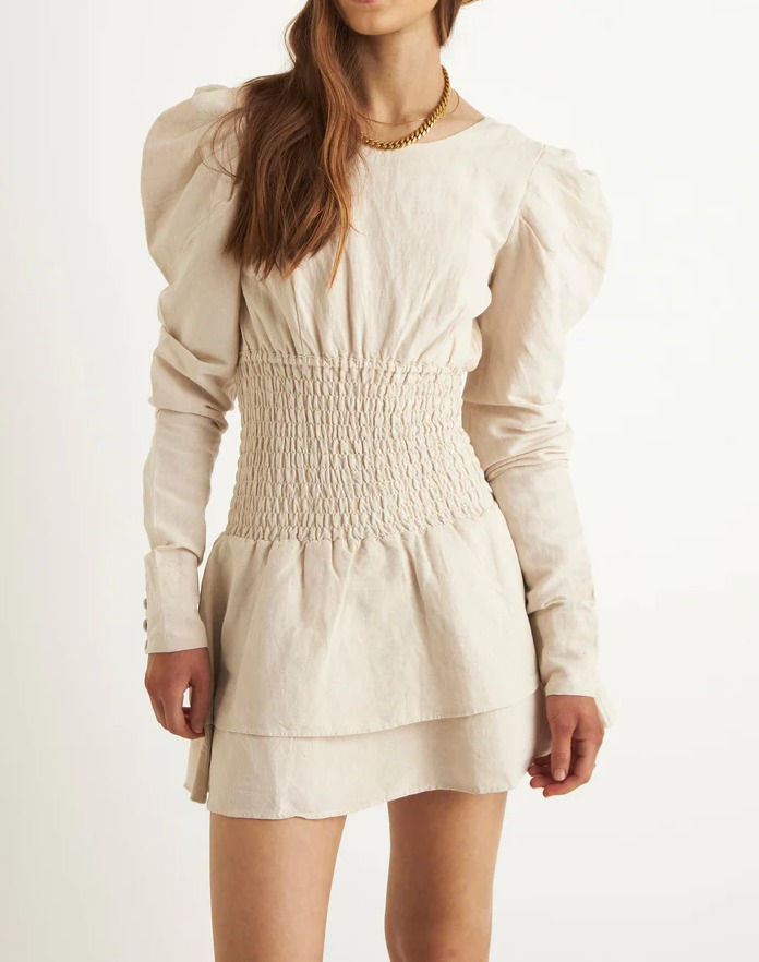 Thumbnail: ZERAFIMA Linen Long Sleeve Dress