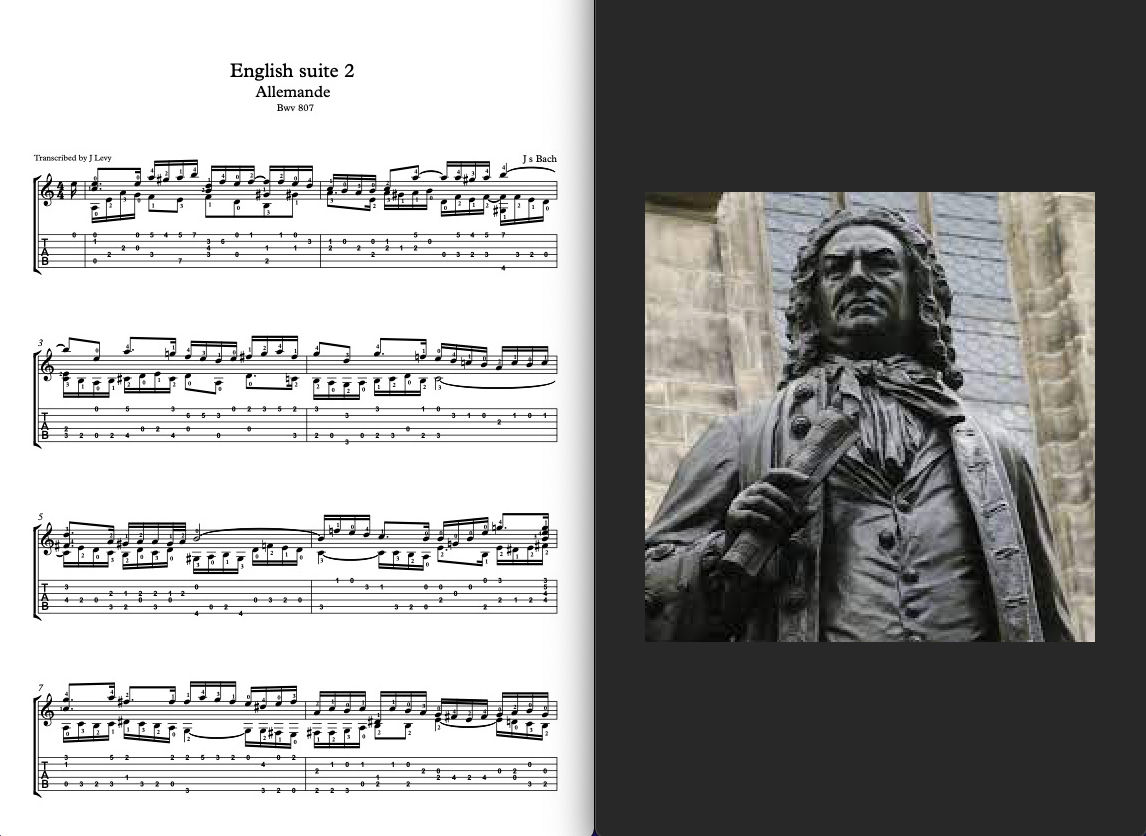 J s Bach English suite 2 Allemande Guitar Transcription