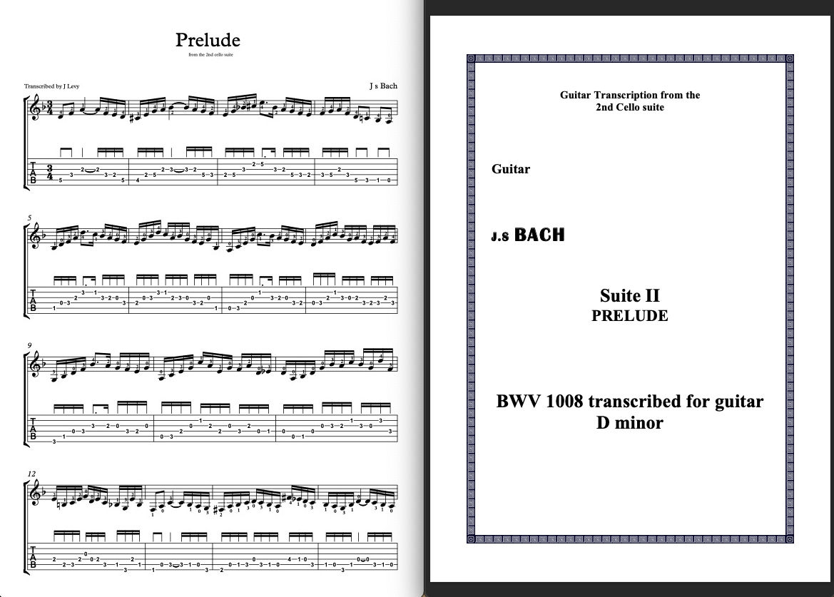 J s Bach Cello Suite 2 Prelude Guitar Transcription