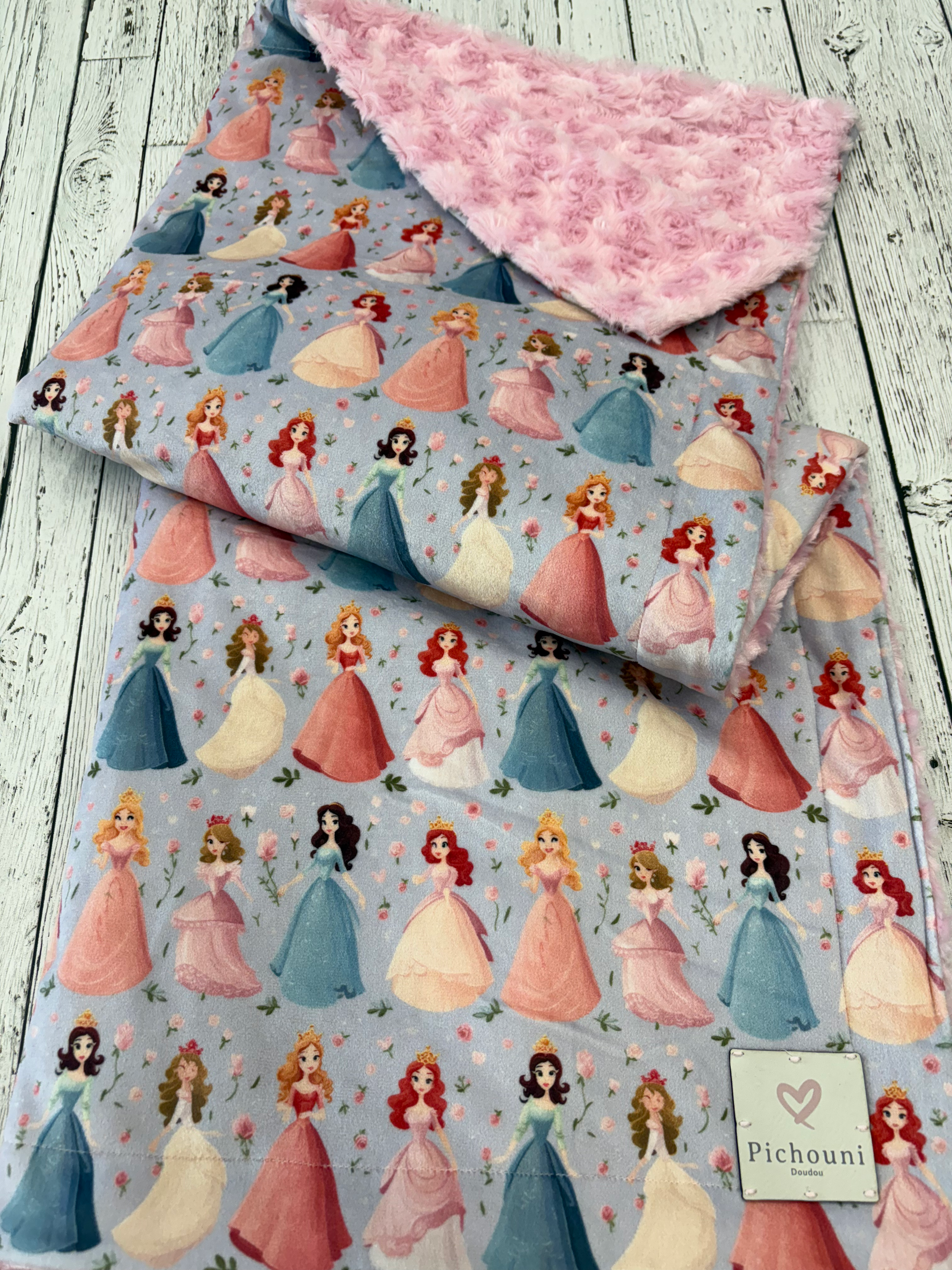 Princesse doublure Minky rosette rose