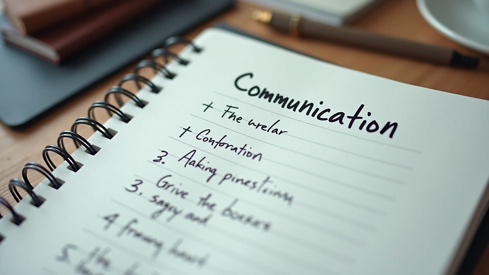 Close-up of a notebook with notes on communication styles