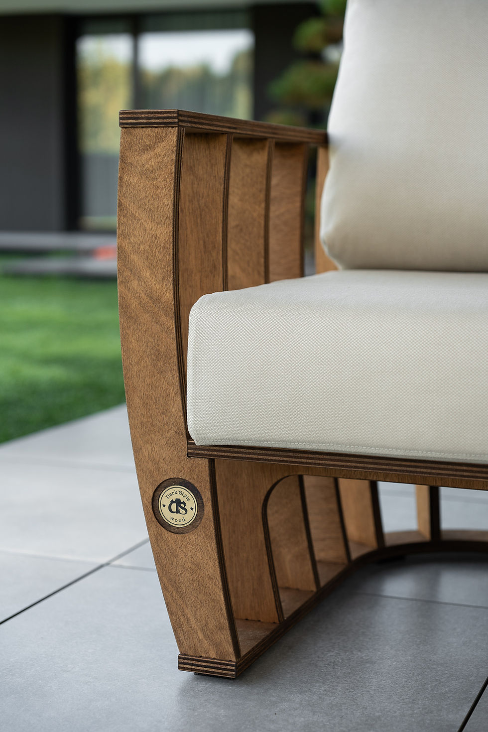 Thumbnail: Lauko fotelis terasai ar poilsio zonai. Lauko baldai, terasos baldai iš Okoume faneros.