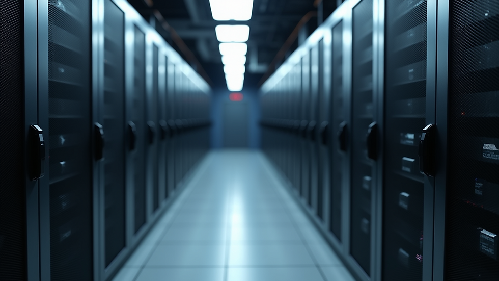 High angle view of a server room with data processing equipment