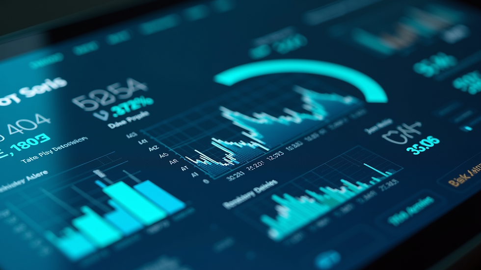 High angle view of a digital dashboard showing research analytics
