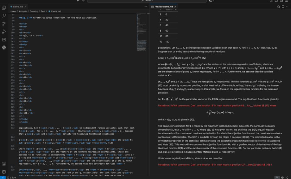 Parse error in markdown