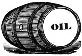 Drawing of wooden barrel of oil