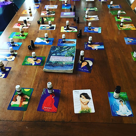 wide selections of essential oils with beautiful insight cards to help with choosing oils at workshop