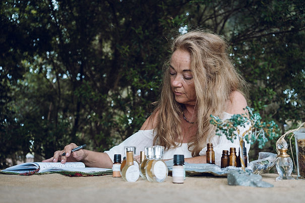 Ruth connecting with her work with essential oils to create aromas and intuitive blending
