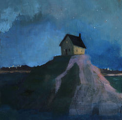 House on the Hill 6x6in oil on wood panel panel 2025