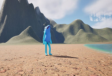 3D fish character in Unreal Engine environment.