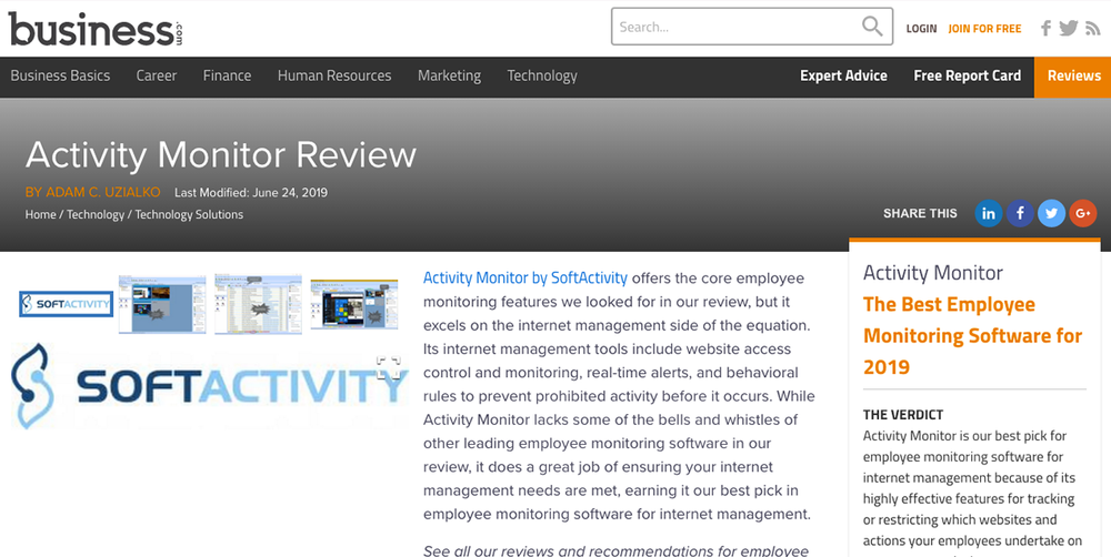 Activity Monitor Review --- Business.com