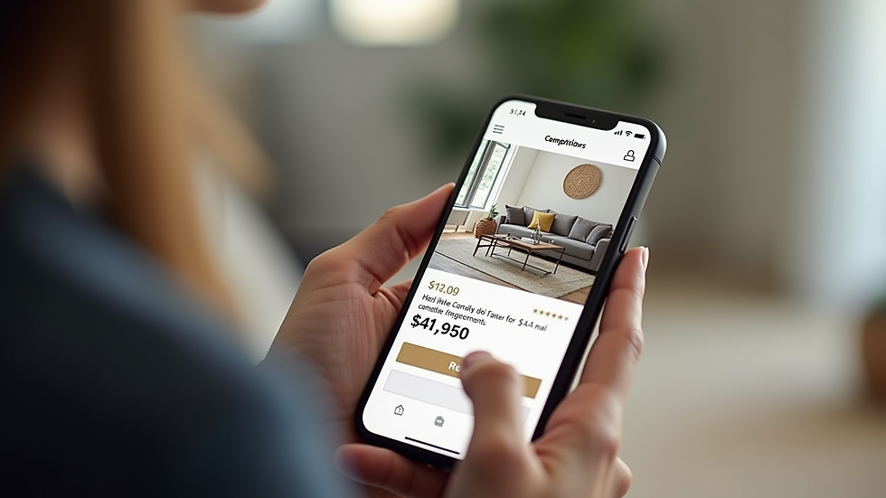 Close-up view of a smartphone displaying a competitor’s online price for a home decor item