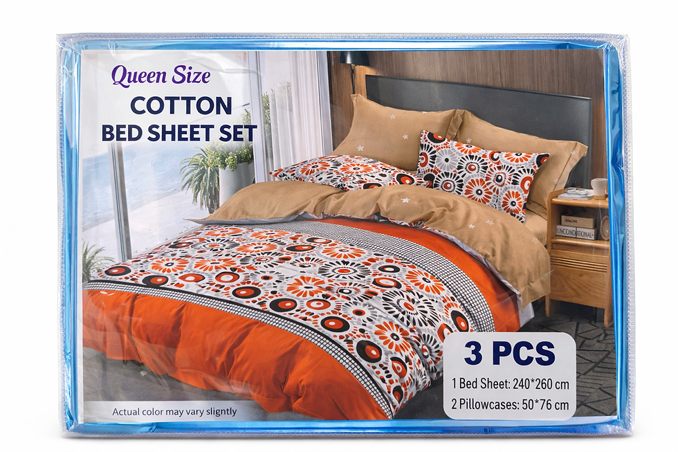 Thumbnail: Queen Size Cotton Bed Sheet Set – 3 Piece Bedding Set with Pillowcases