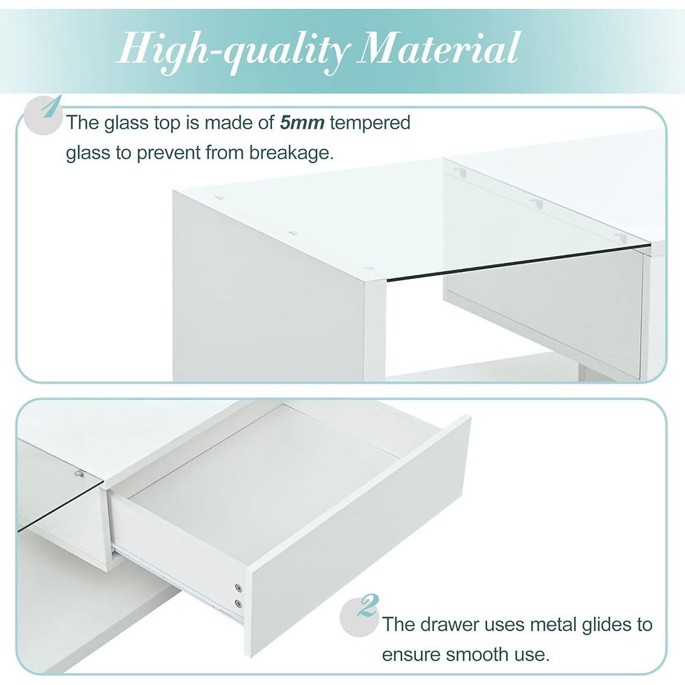 Thumbnail: Coffee Table with Tempered Glass, Cocktail Table with High-Gloss UV Surface