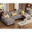 Thumbnail: U-Shaped Sectional Sofa Couches for Living Room, 4 Seat Linen Fabric Couch Set