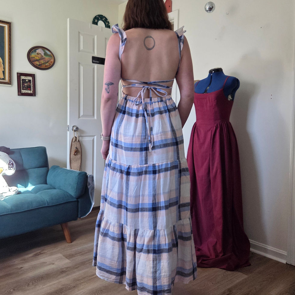 Thumbnail: Handmade Multi-Way Tie-Back Tiered Dress