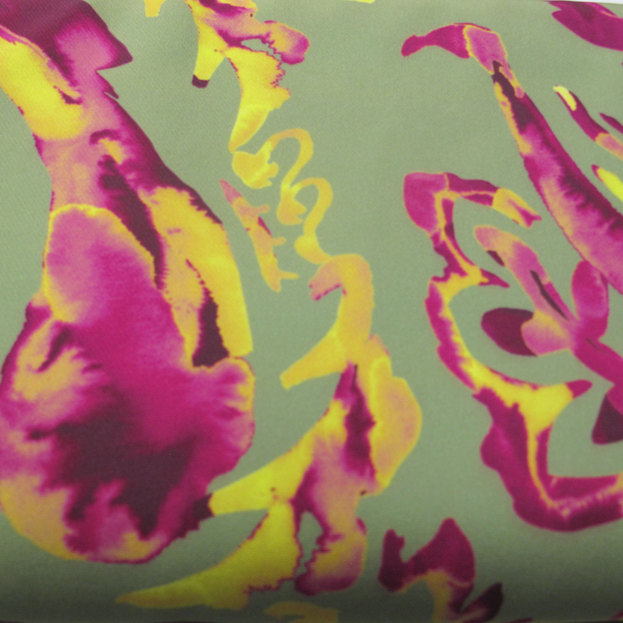 Polyester-elastine: groen met geel en bordeaux rood