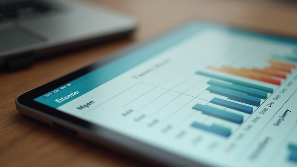 Close-up of a tablet showing a financial planning app with goal tracking