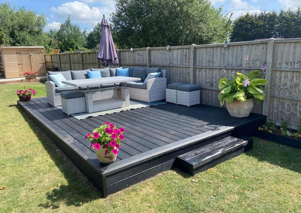 Composite decking installed as part of garden transformation