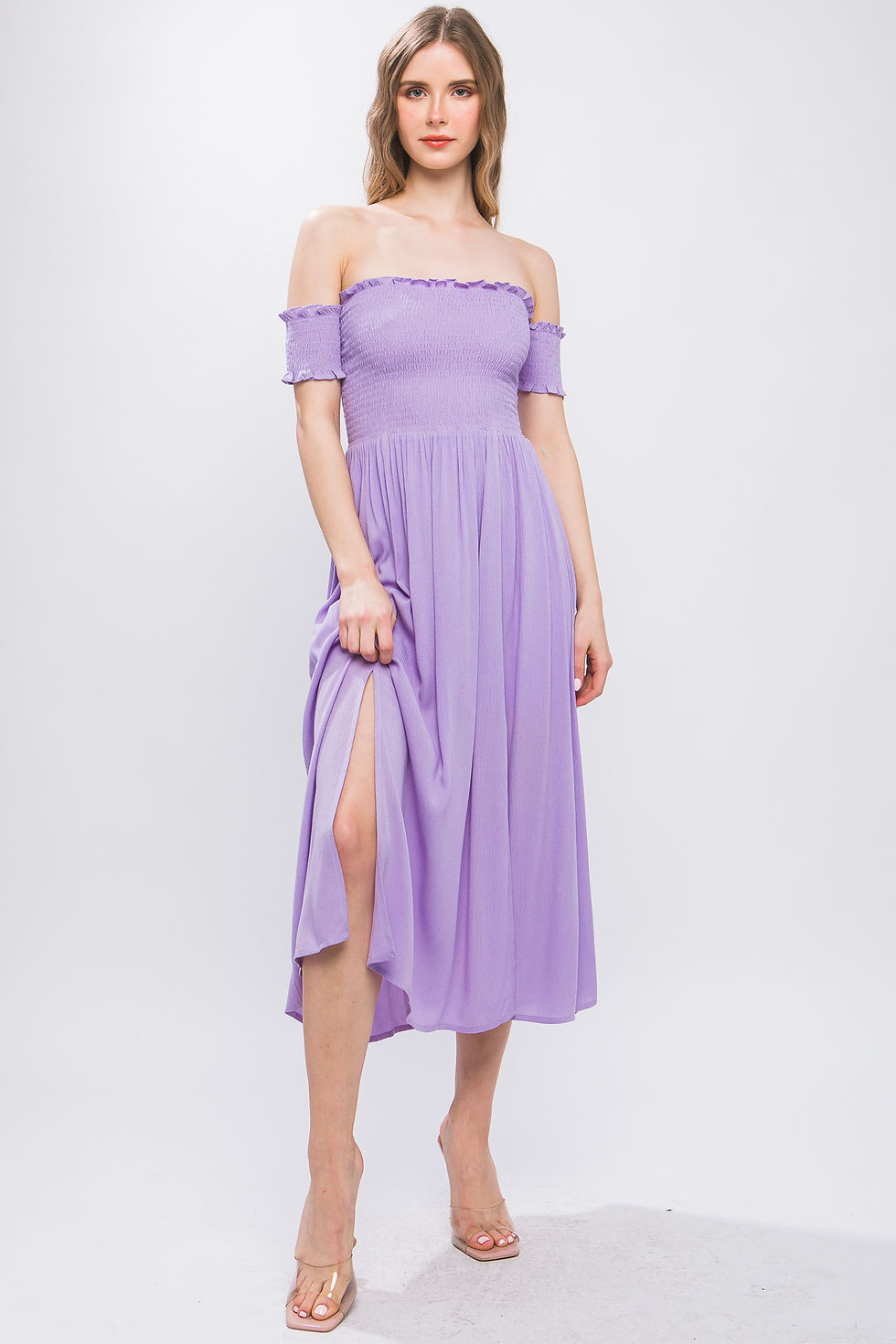 Thumbnail: Flowy Off The Shoulder Dress