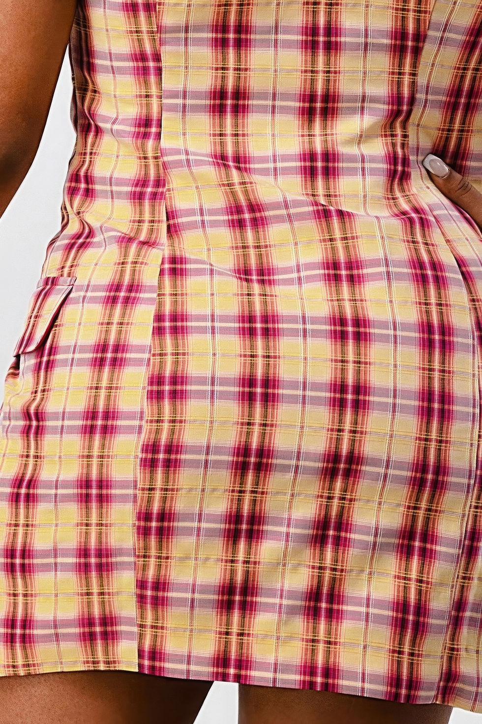 Thumbnail: Wide Collared Double Breasted Plaid Blazer Mini Dress