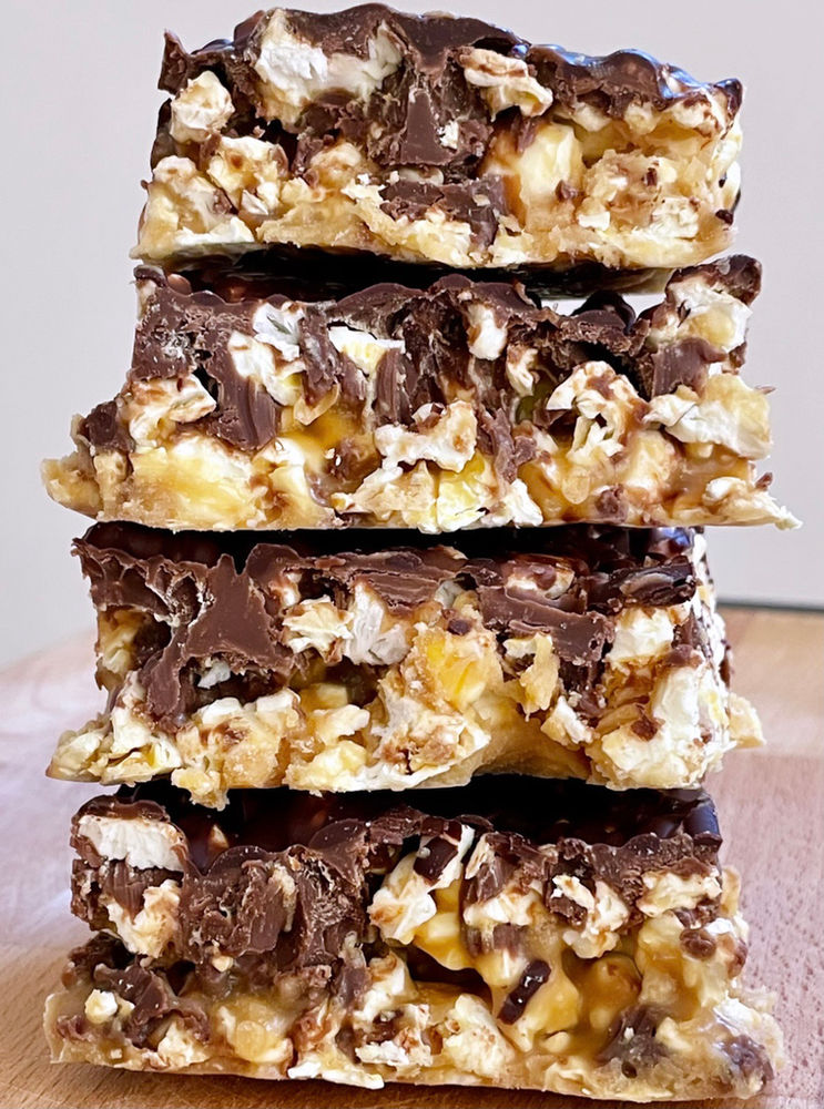 Peanut Butter Popcorn Slice.