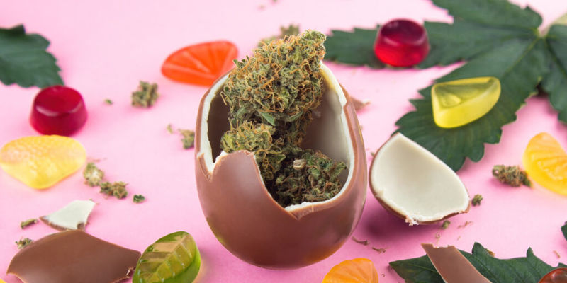 Cannabis edible products on display at Urbn Leaf.